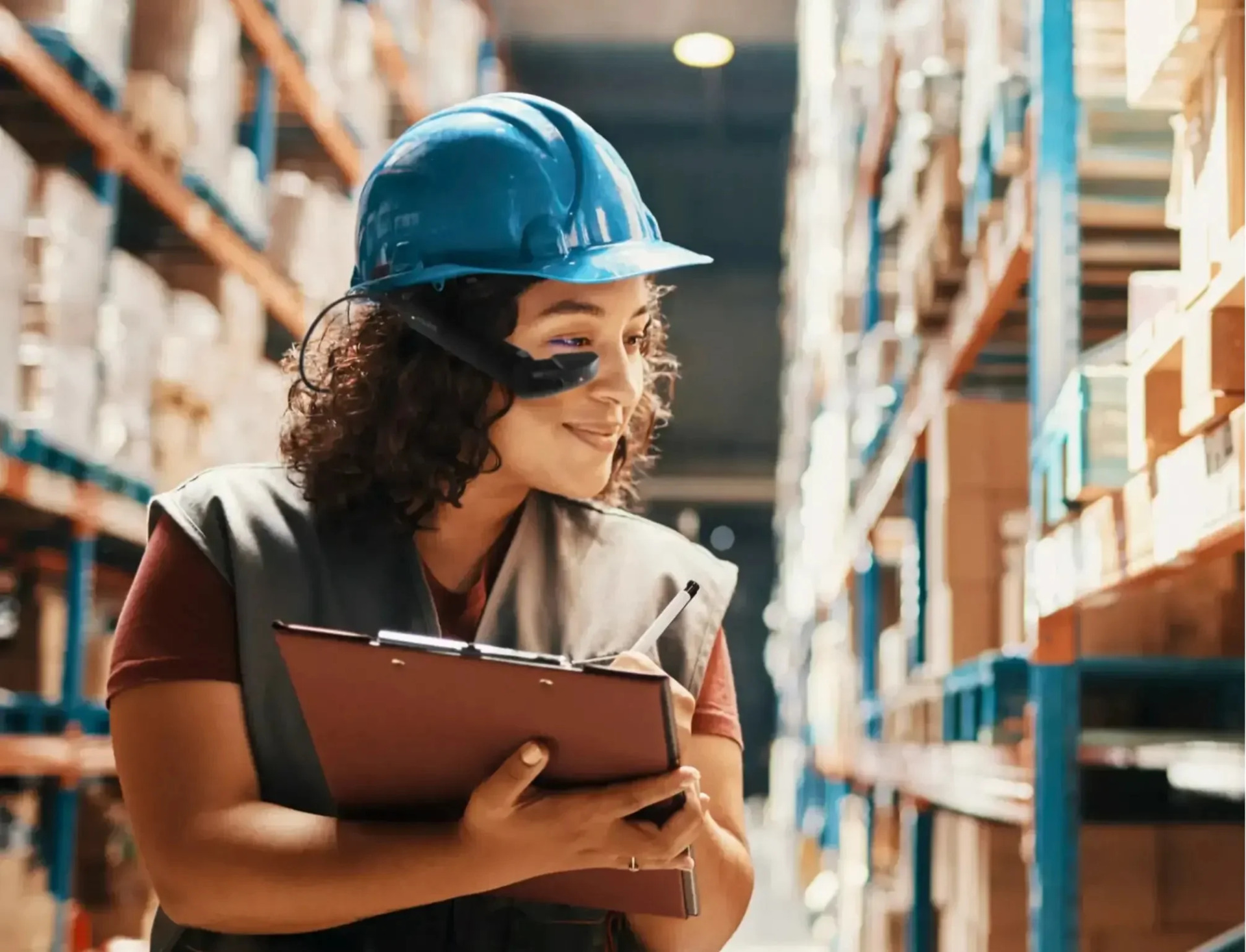 Warehouse Worker with Smart Glasses